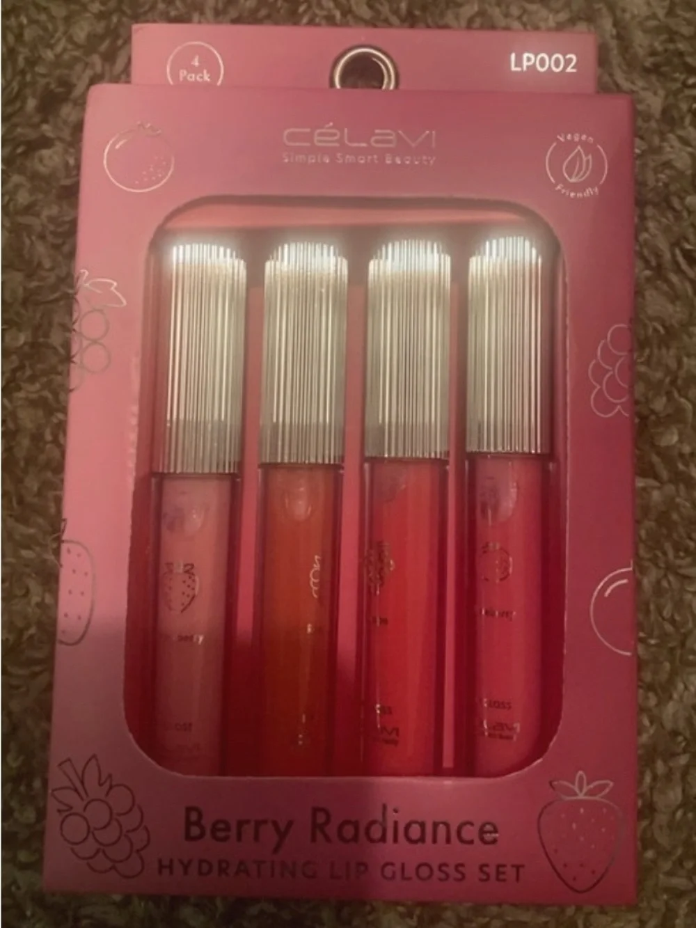 Berry Radiance Hydrating Lip Gloss Set - Pink/Coral/Red Shades